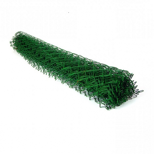 Сетка заборная плетеная (рабица) сталь с ПВХ RAL 6005 (зеленый) 50х50х 2,5мм 1.50х 10.0м рулон ТУ