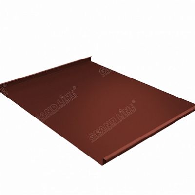 Фальцевая кровля Grand Line Фальц двойной стоячий Velur20 0,5 мм. RAL 8004 (коричневая медь)